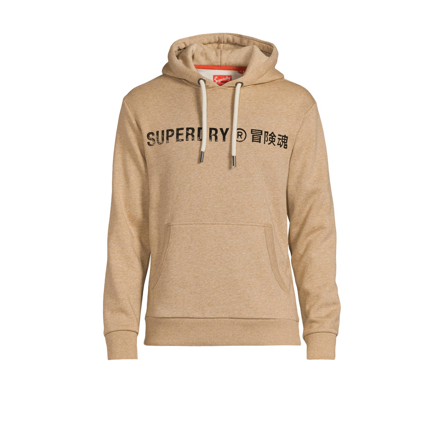 Superdry hoodie Vintage Workwear met logo tan brown fleck marl