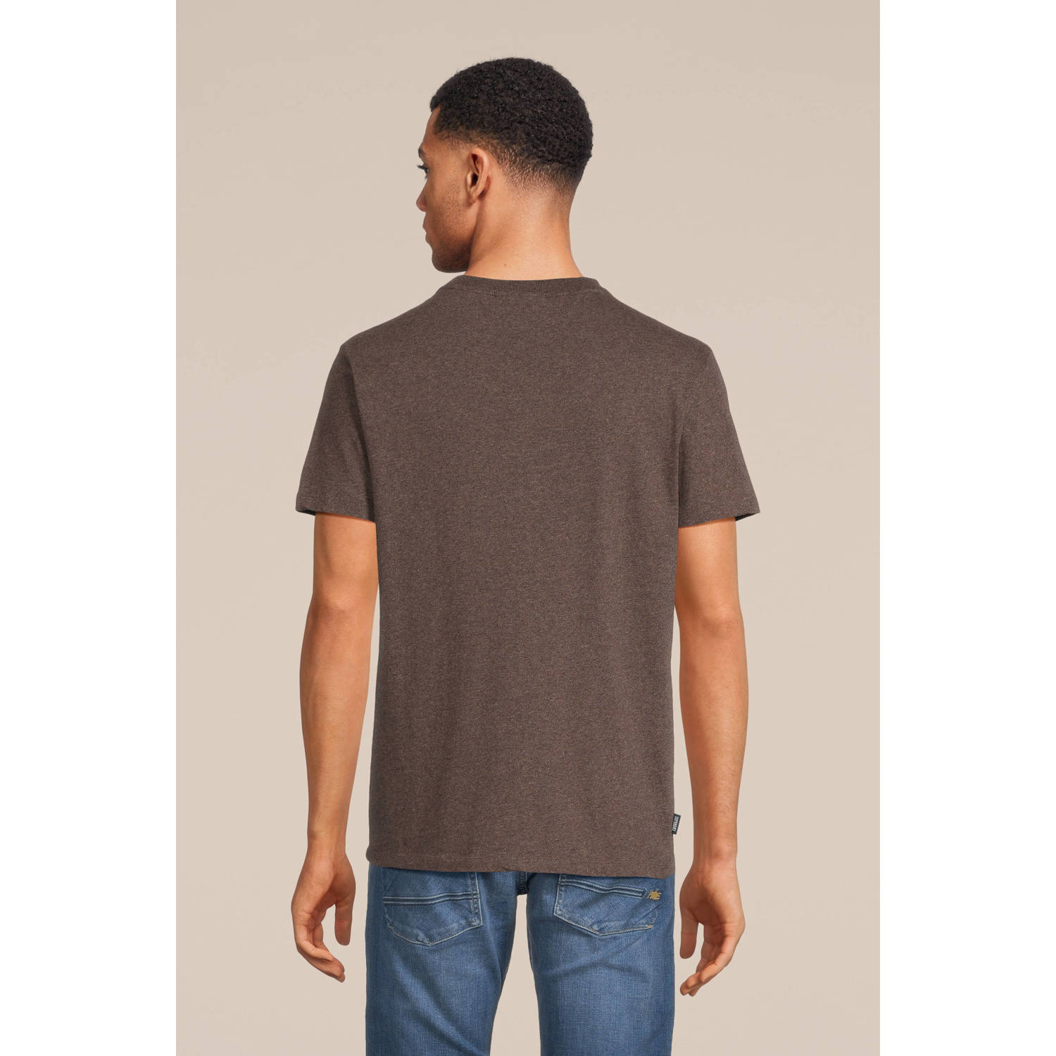 Superdry slim fit T-shirt cacao bruin