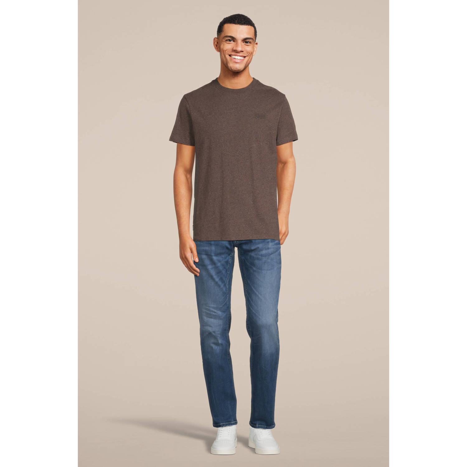 Superdry slim fit T-shirt cacao bruin