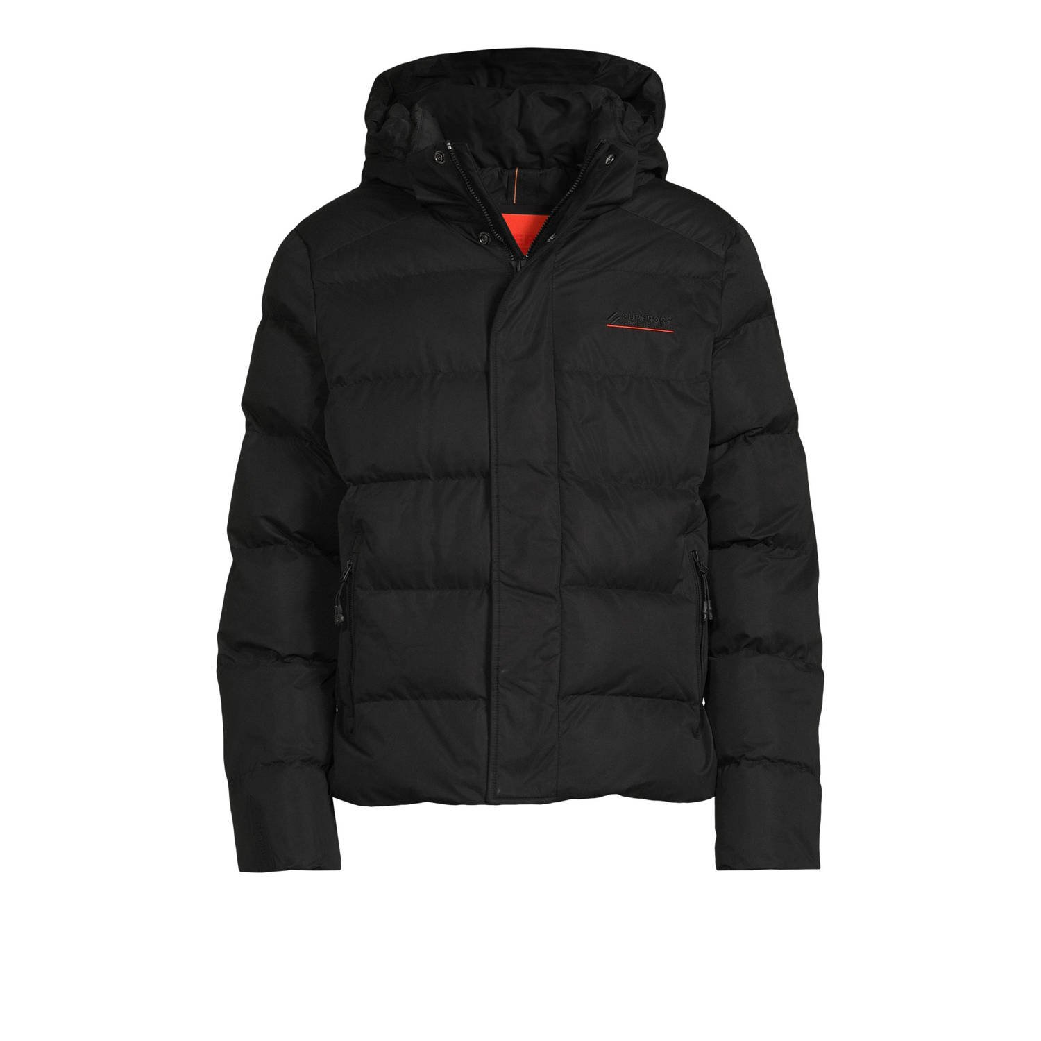 Superdry gewatteerde jas met logo zwart