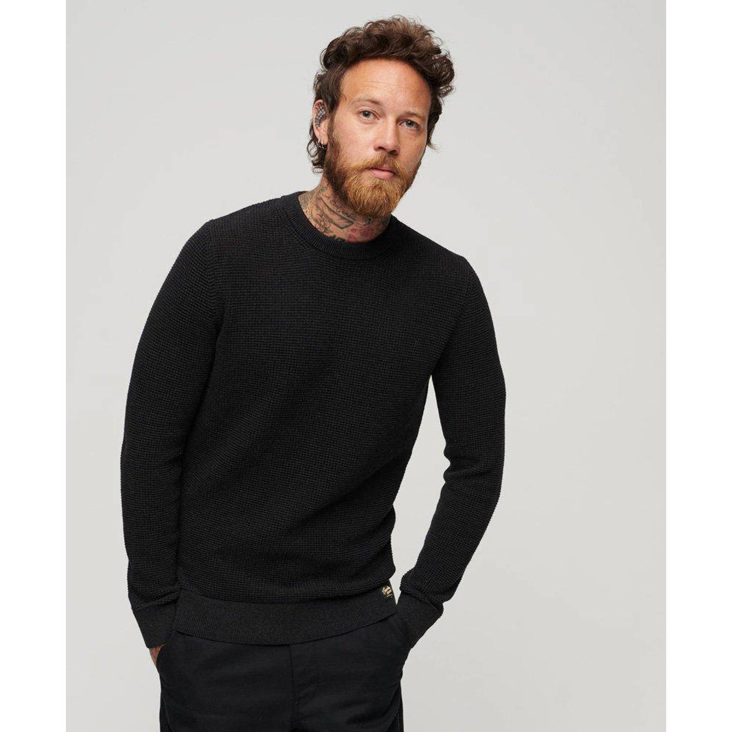 Superdry gebreide trui raven black heather