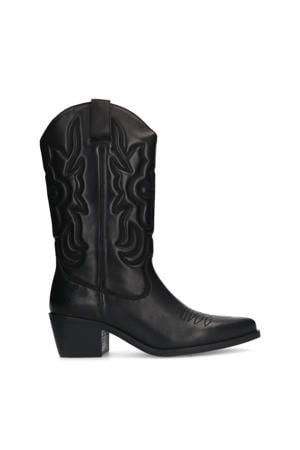 leren cowboy laarzen zwart