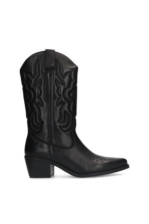 leren cowboy laarzen zwart