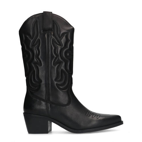 Manfield leren cowboy laarzen zwart afbeelding