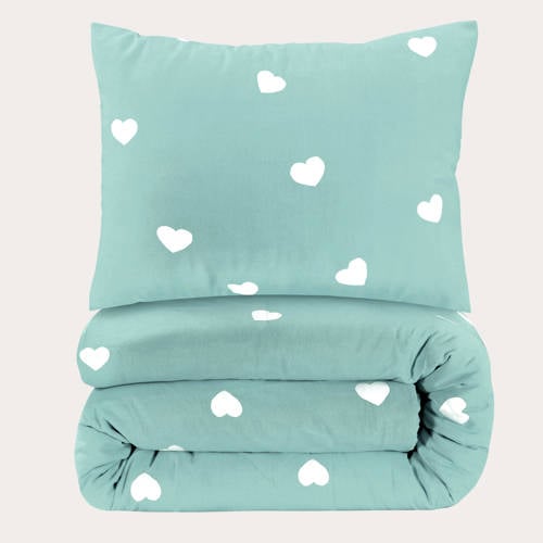 W polyester-katoenen dekbedovertrek 1 persoons (140x220 cm) - Mintgroen