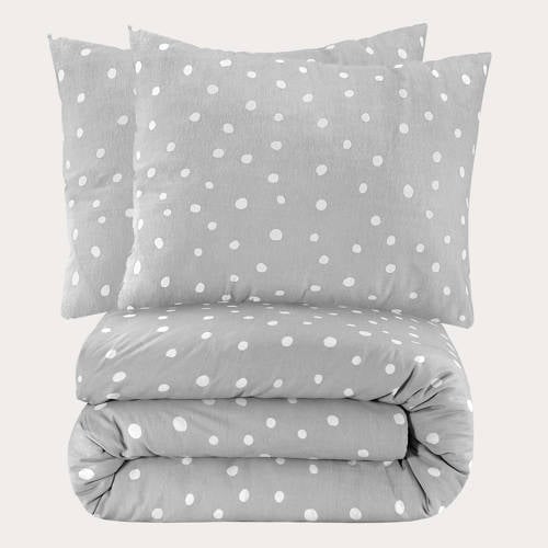 W polyester-katoenen dekbedovertrek lits-jumeaux (240x220 cm) - Lichtgrijs