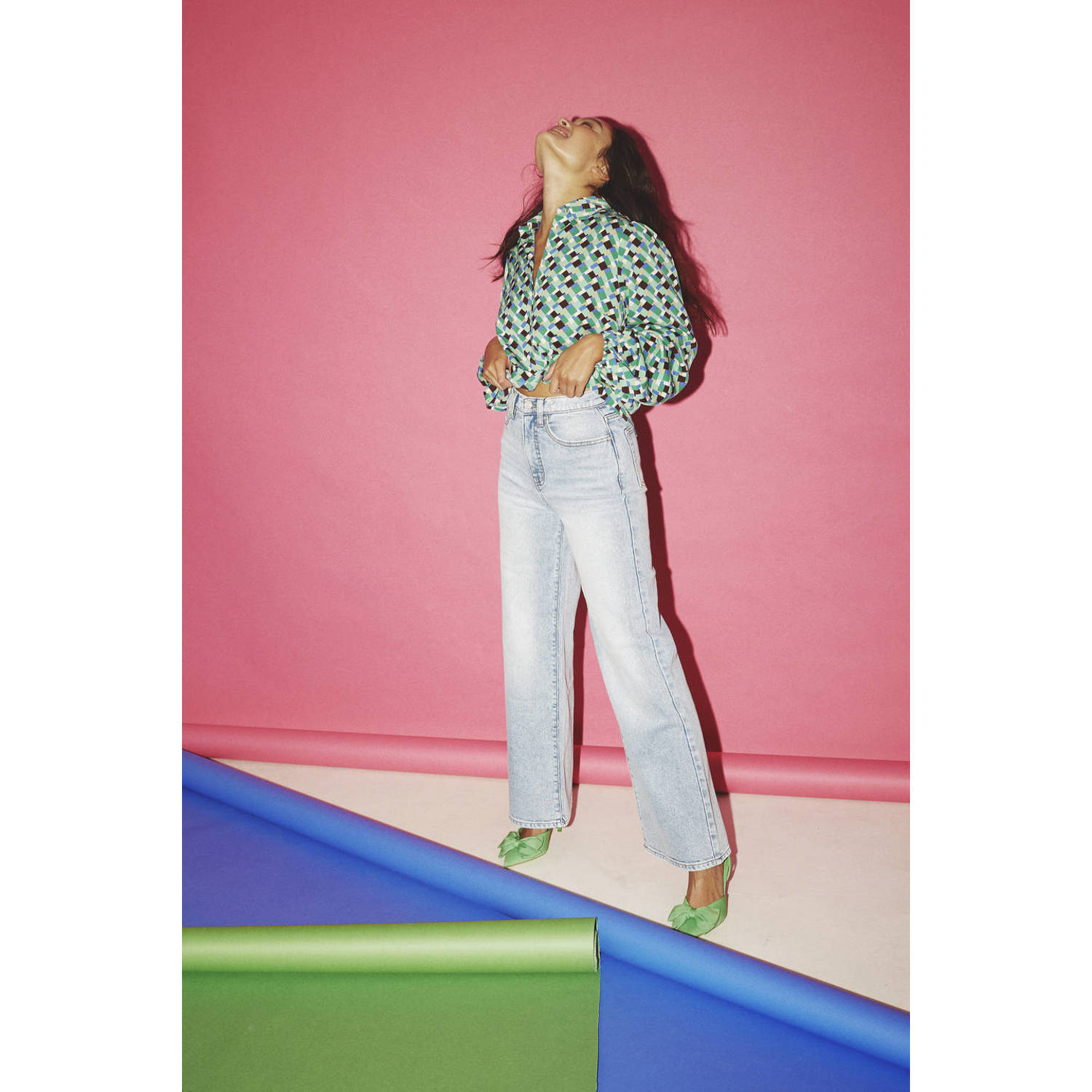 SisterS Point high waist wide leg jeans OWI-W light blue denim