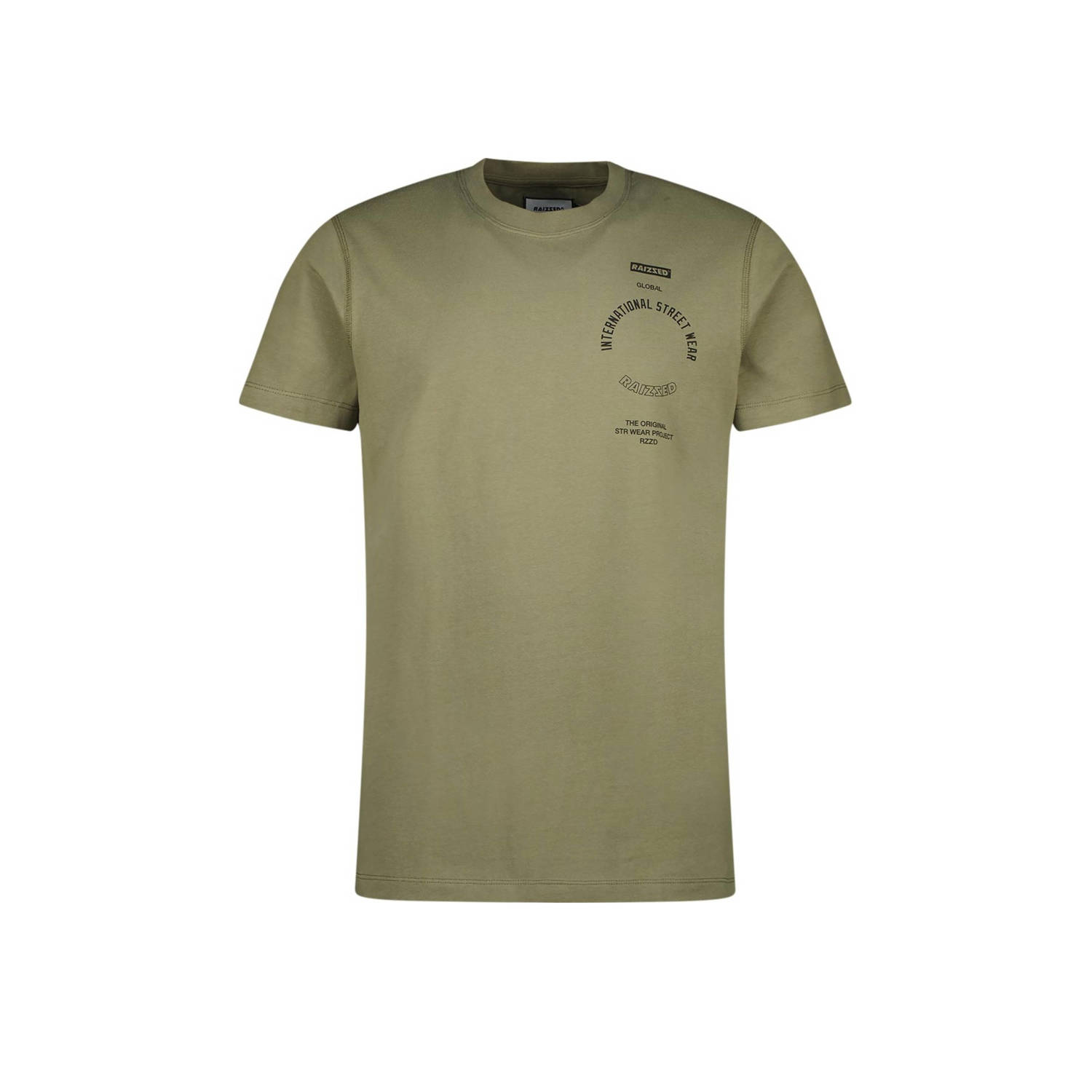 Raizzed slim fit T-shirt Antalya met printopdruk Dusty olive