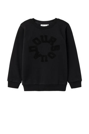 sweater NKMORLANDOU met printopdruk en 3D applicatie zwart