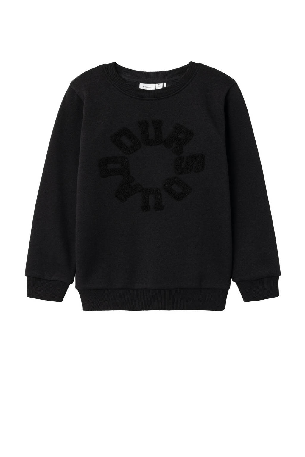 sweater NKMORLANDOU met printopdruk en 3D applicatie zwart