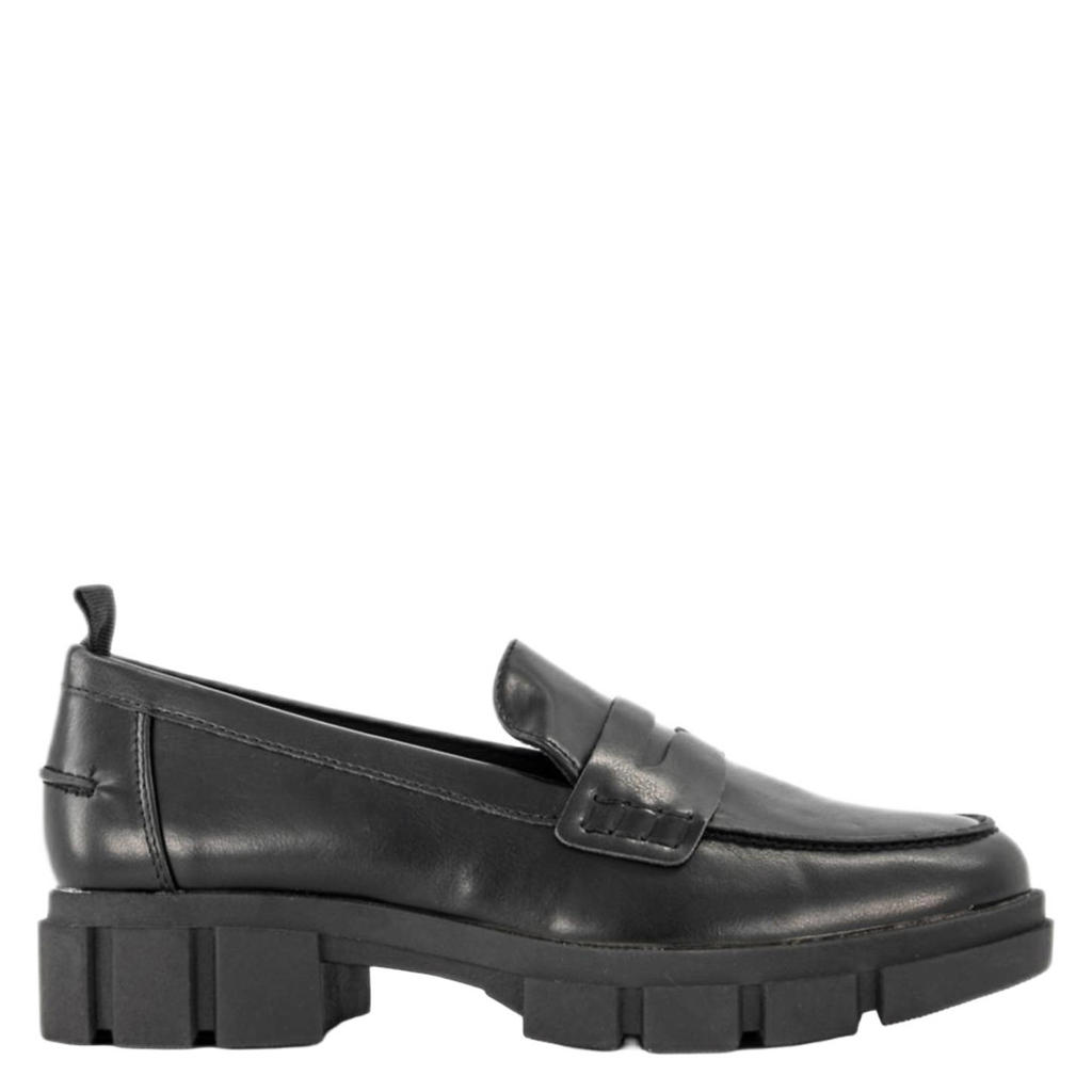 Zwarte dames Graceland loafers van imitatieleer/voering: textiel