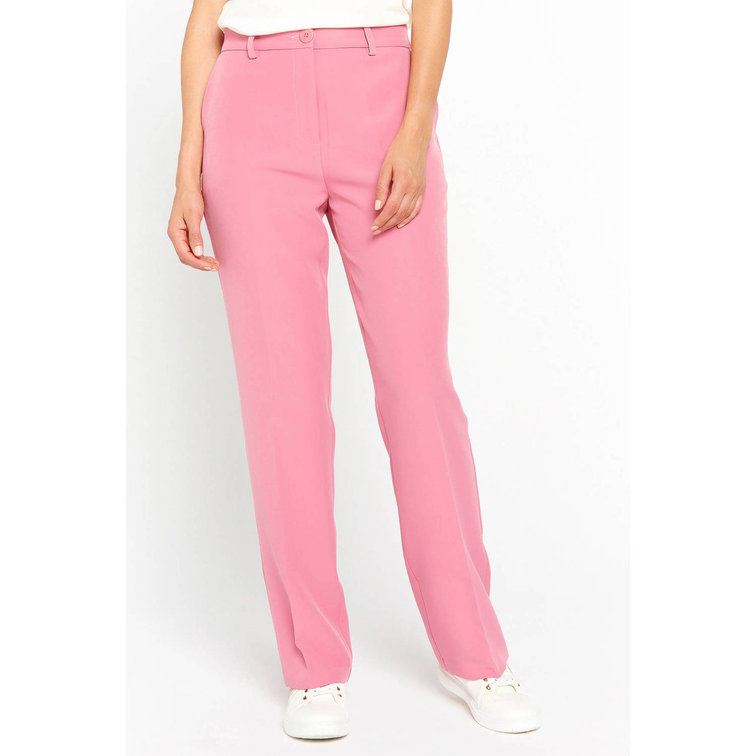 LOLALIZA high waist straight fit pantalon roze