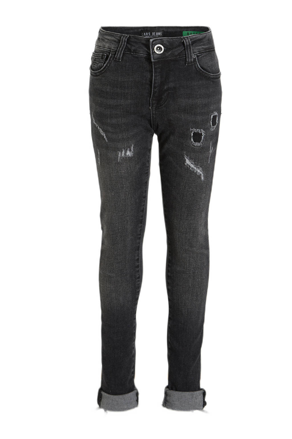 tapered fit jeans BATES met slijtage damage black used