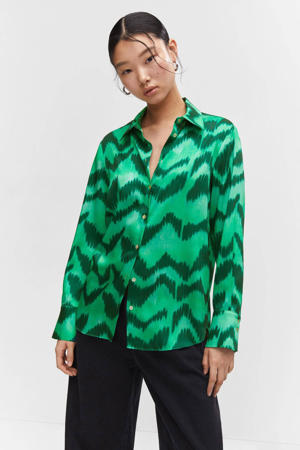 blouse met grafische print groen