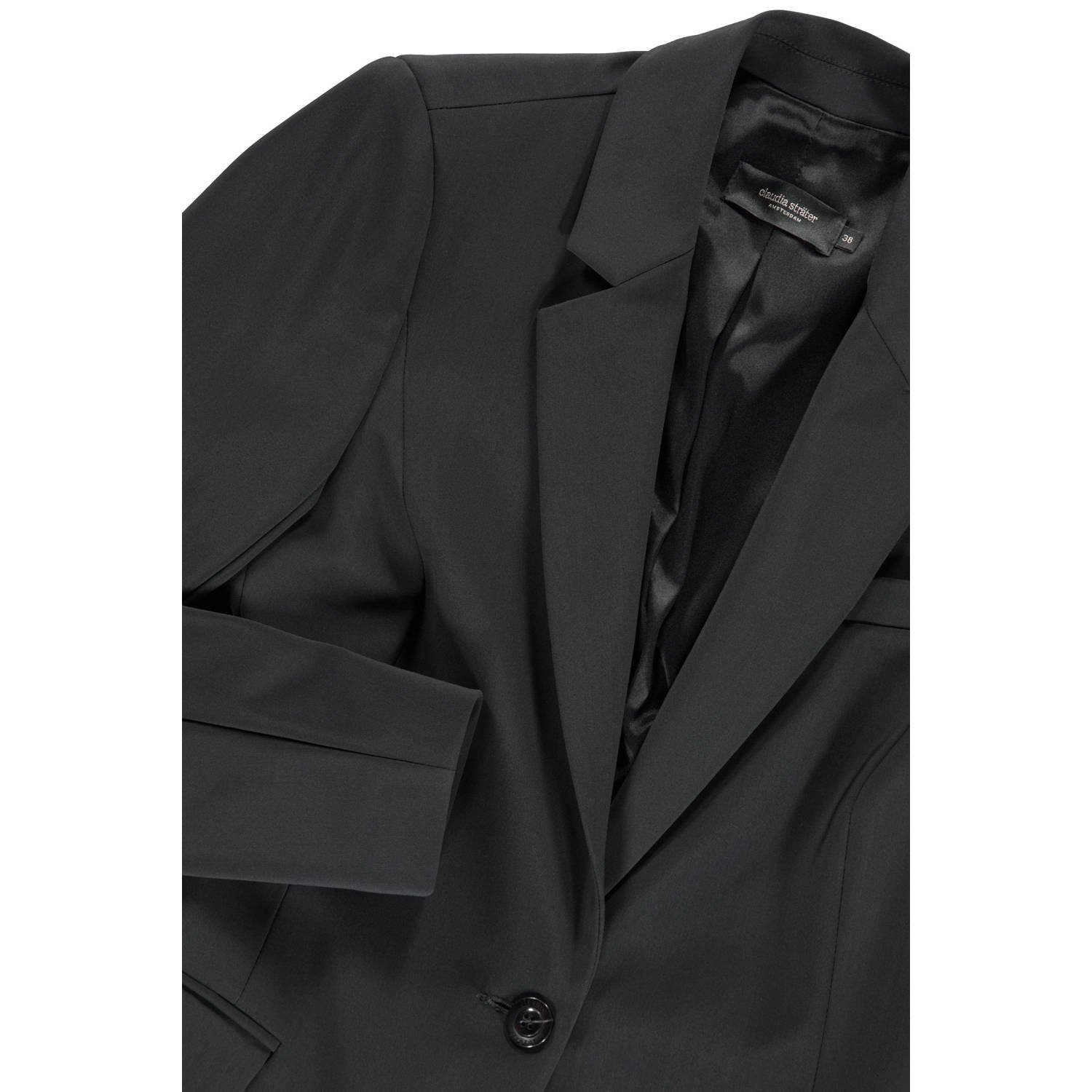 Claudia Sträter jersey getailleerde blazer zwart