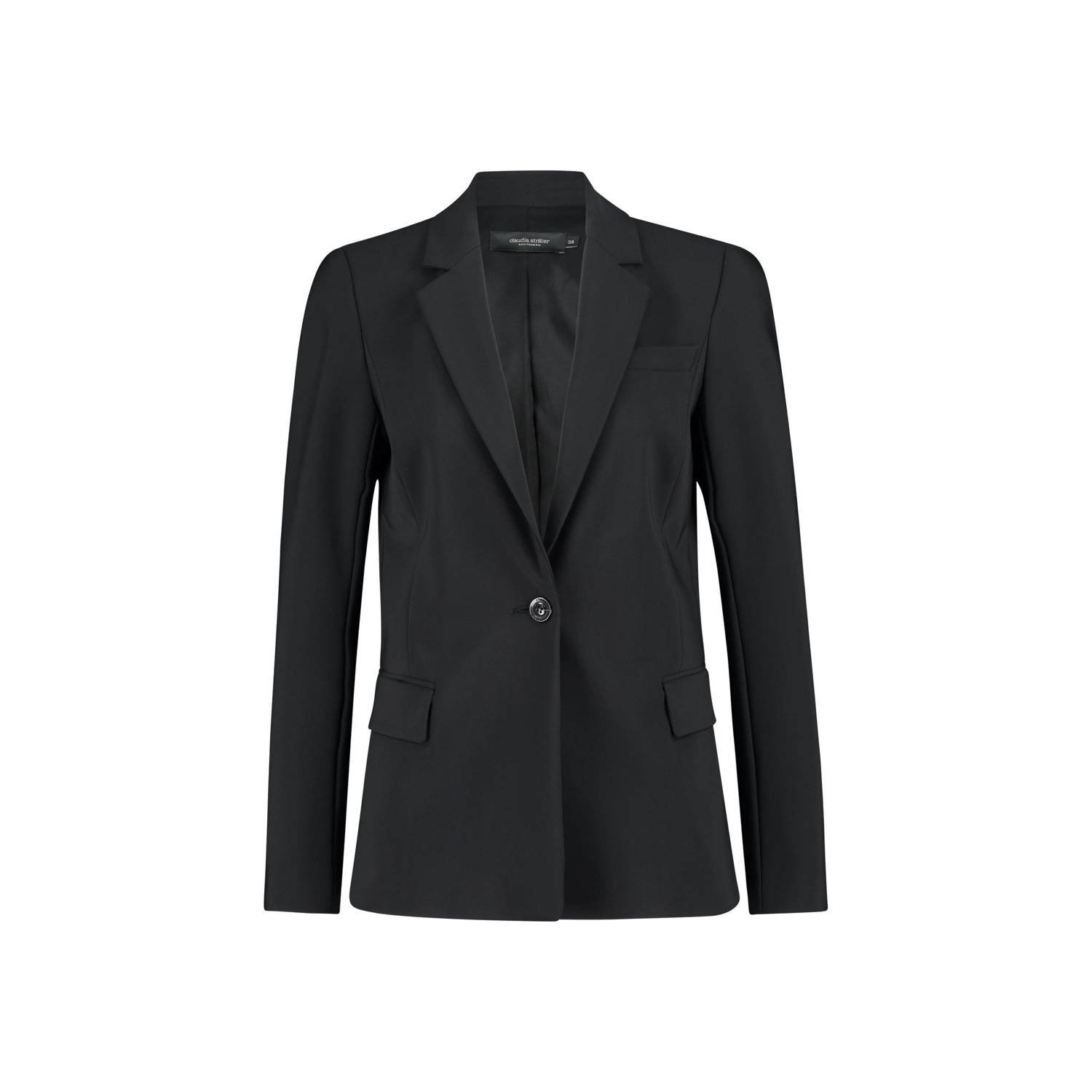 Claudia Sträter jersey getailleerde blazer zwart