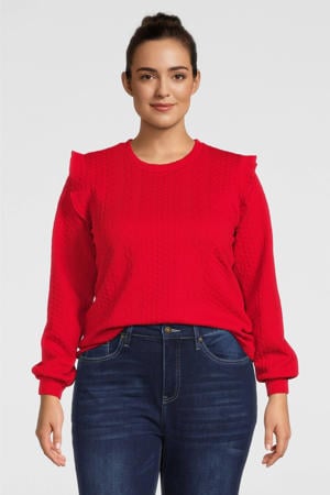 sweater VMNANA met ruches rood