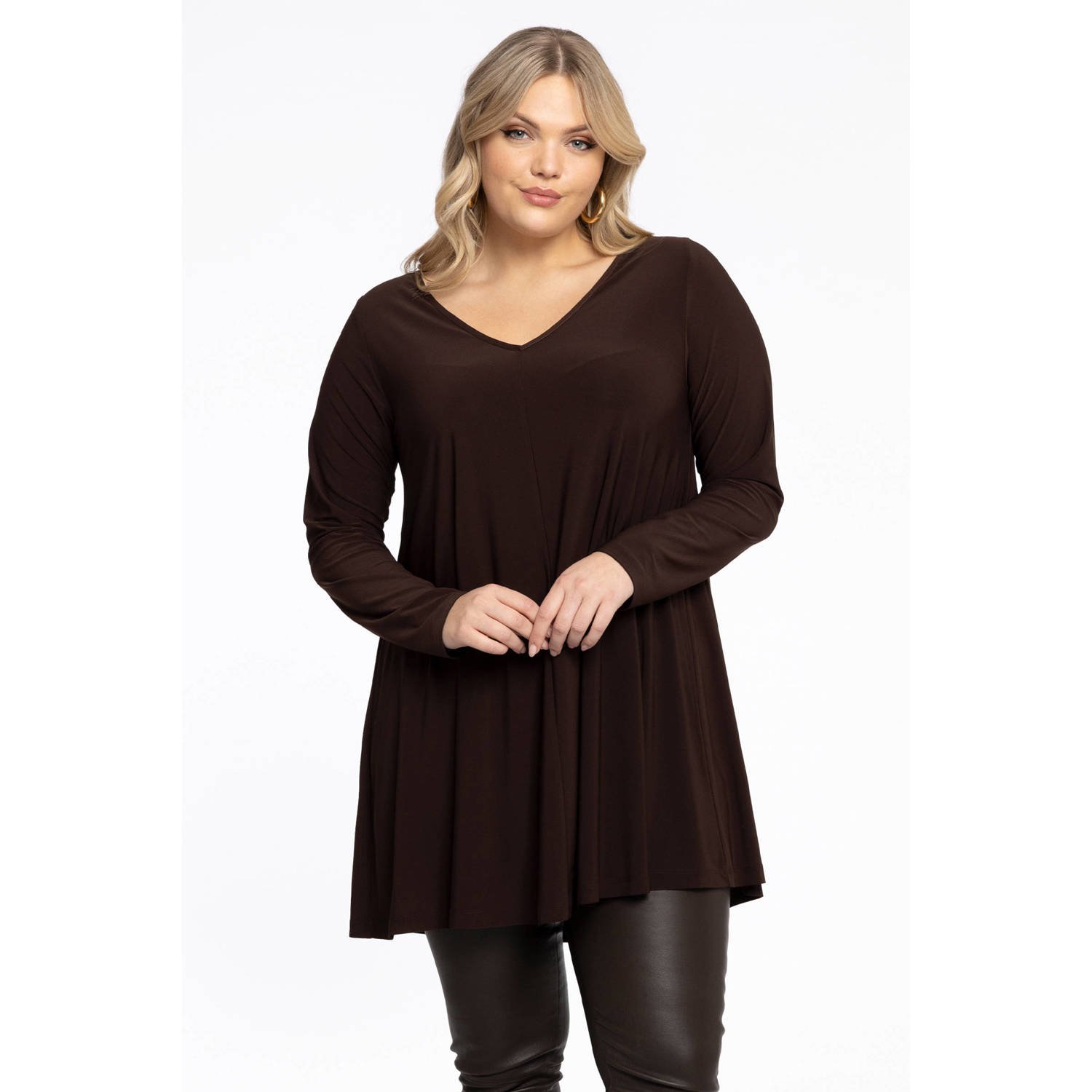 YOEK tuniek DOLCE van travelstof bruin