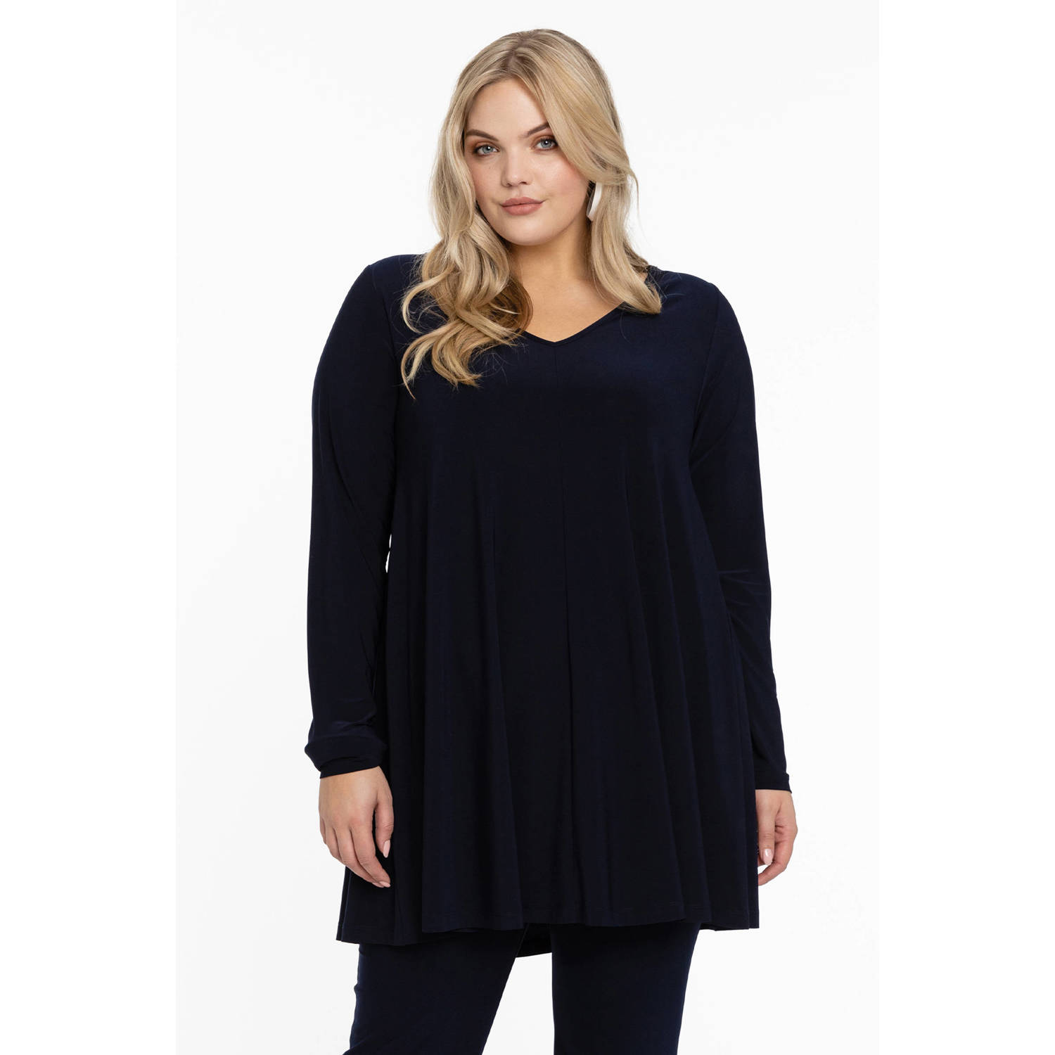 YOEK tuniek DOLCE van travelstof donkerblauw