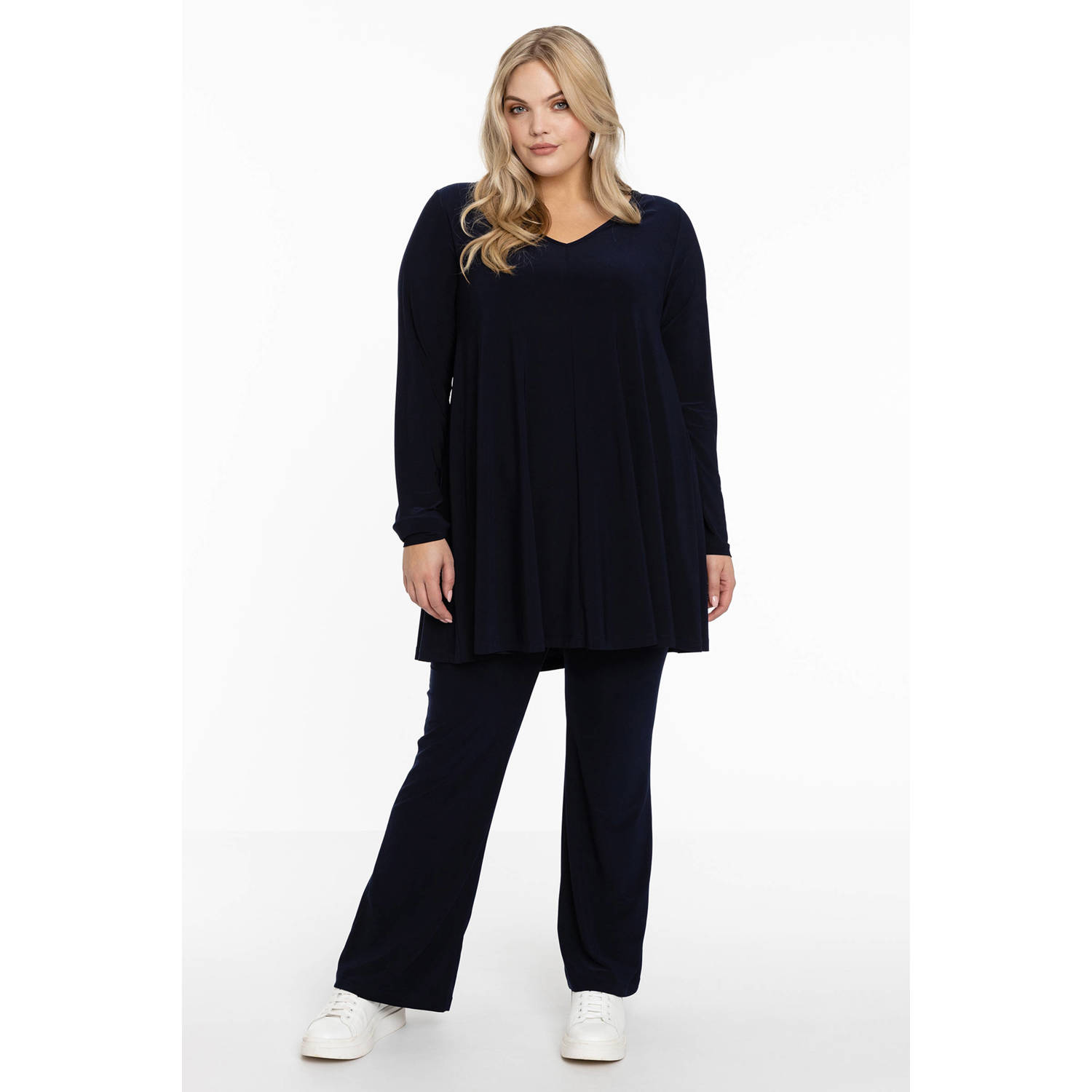 YOEK tuniek DOLCE van travelstof donkerblauw