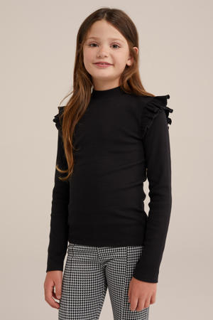 longsleeve met ruches zwart