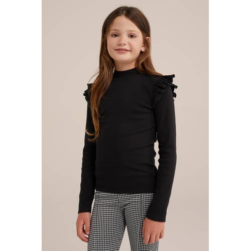 WE Fundamentals longsleeve met ruches zwart afbeelding