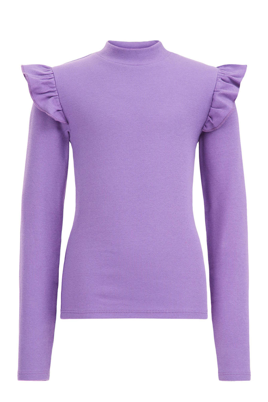 WE Fundamentals longsleeve met ruches lila