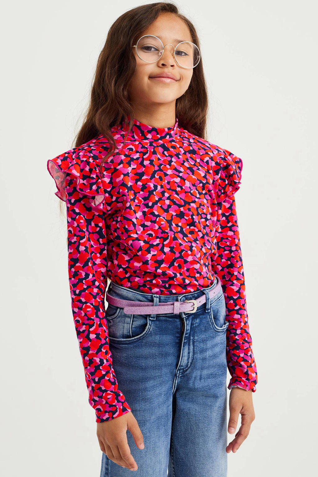 NONO longsleeve Klari met ruches zwart