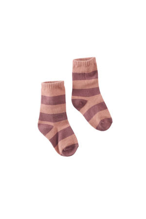 sokken Elof met streepdessin roze/oudroze