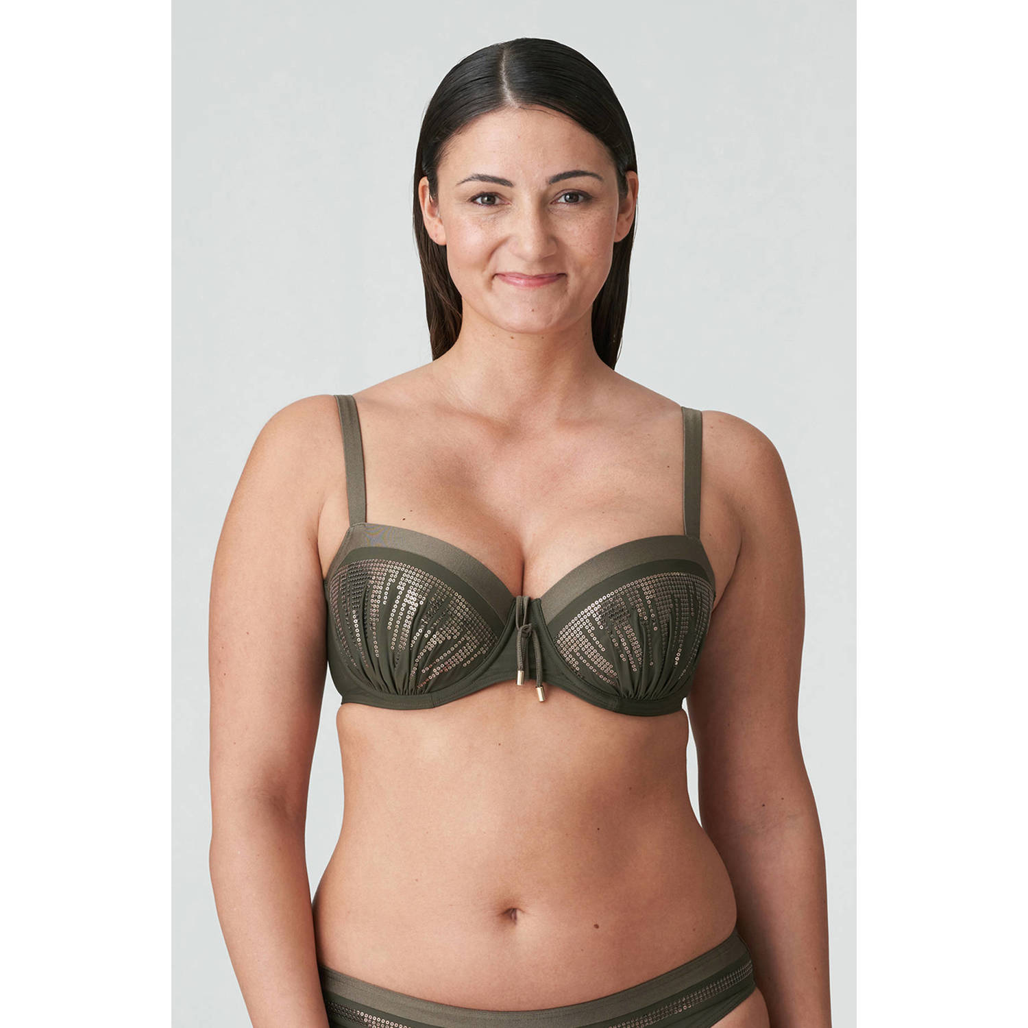 PrimaDonna voorgevormde beugel bikinitop Aracruz met pailletten kakigroen