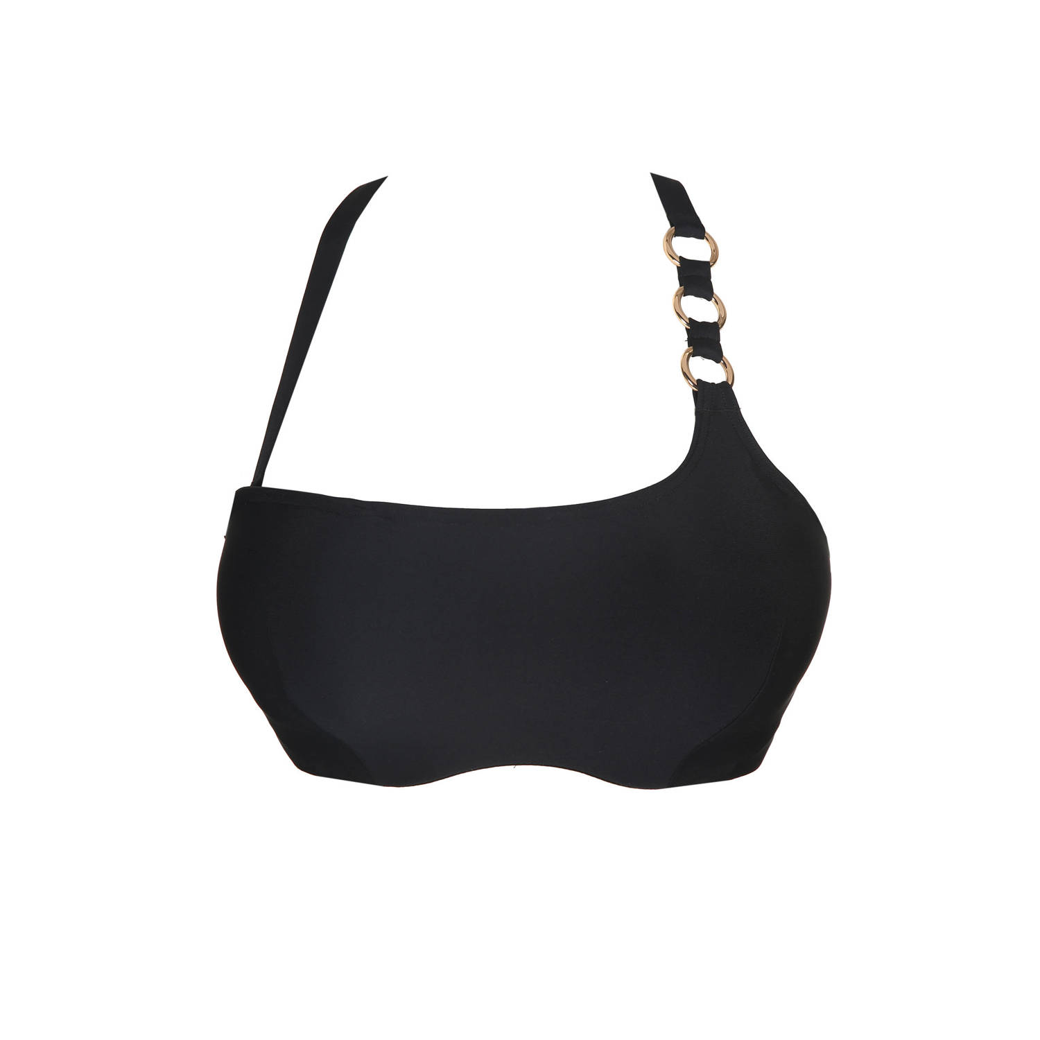 PrimaDonna niet-voorgevormde one shoulder bikinitop Damietta zwart