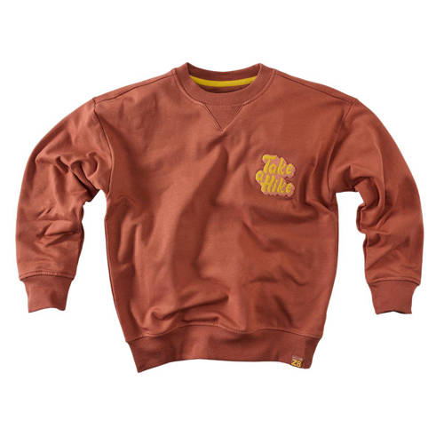 Z8 sweater Austin met tekst bruin