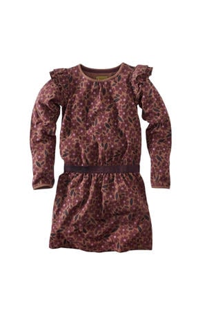 gebloemde jurk Malin bruin/roze