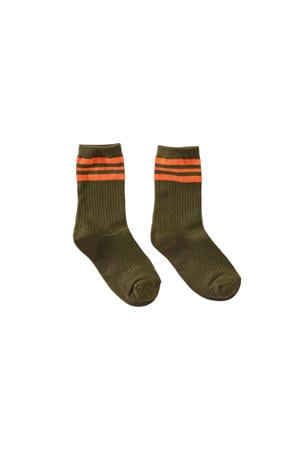 sokken Lamond olijfgroen/oranje