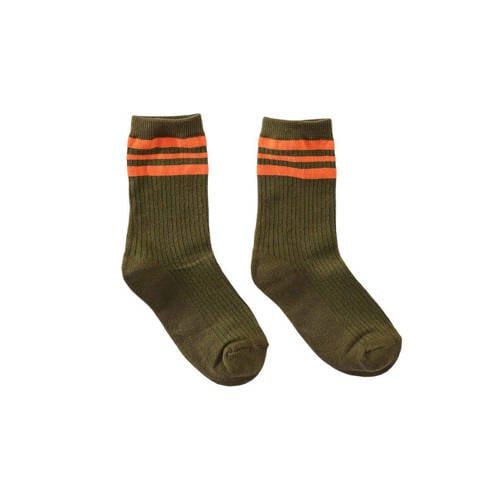 Z8 sokken Lamond olijfgroen/oranje
