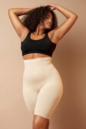 high waist corrigerende short lichtbeige
