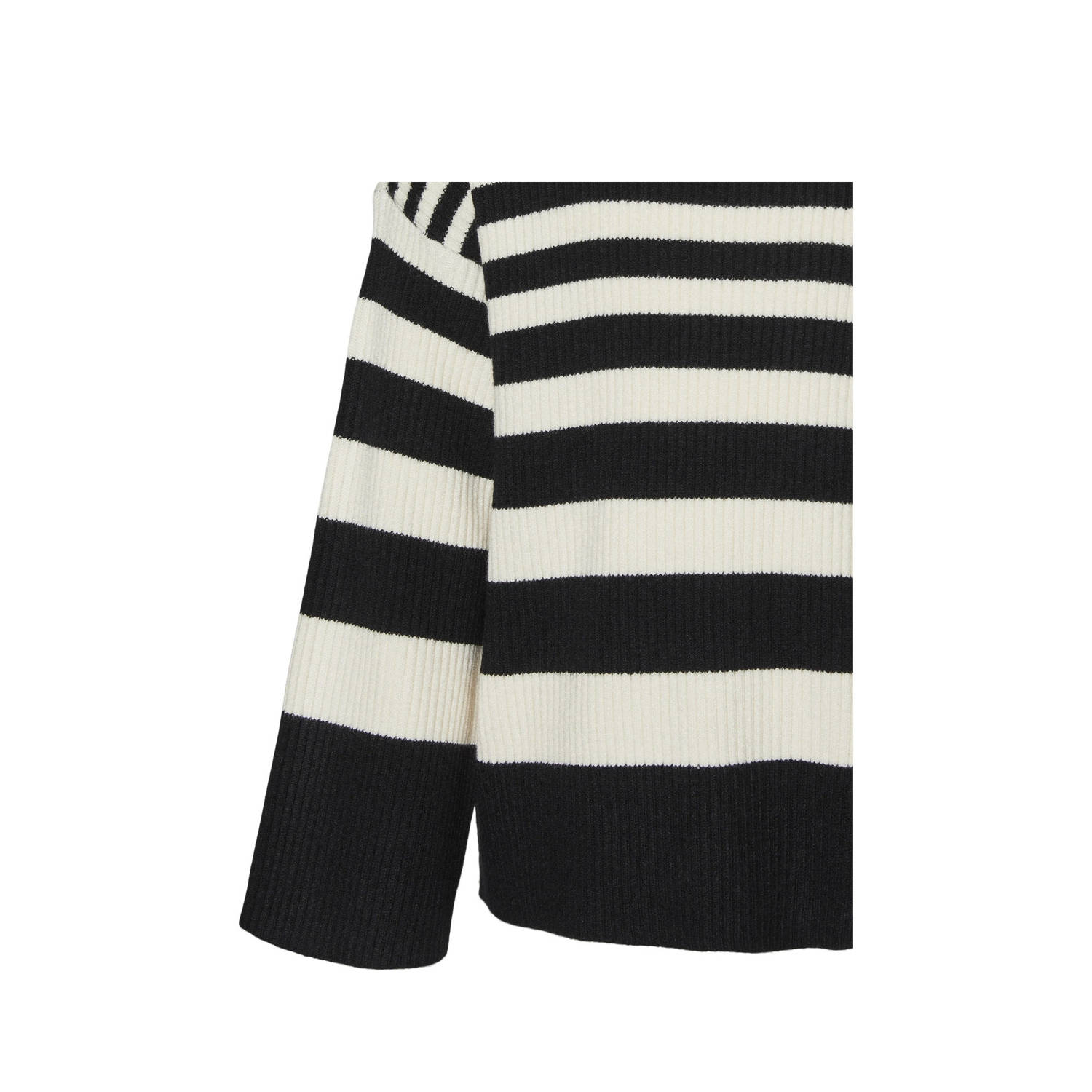 VERO MODA GIRL gestreepte ribgebreide trui VMHERMOSA zwart beige