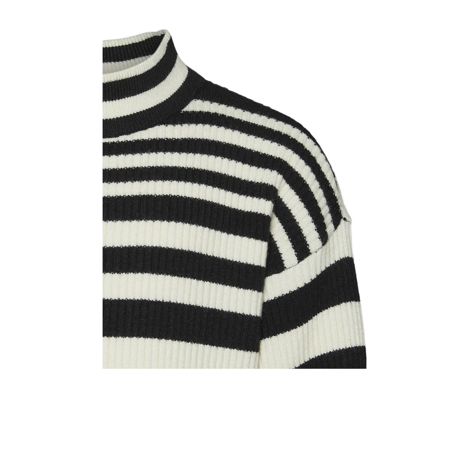 VERO MODA GIRL gestreepte ribgebreide trui VMHERMOSA zwart beige