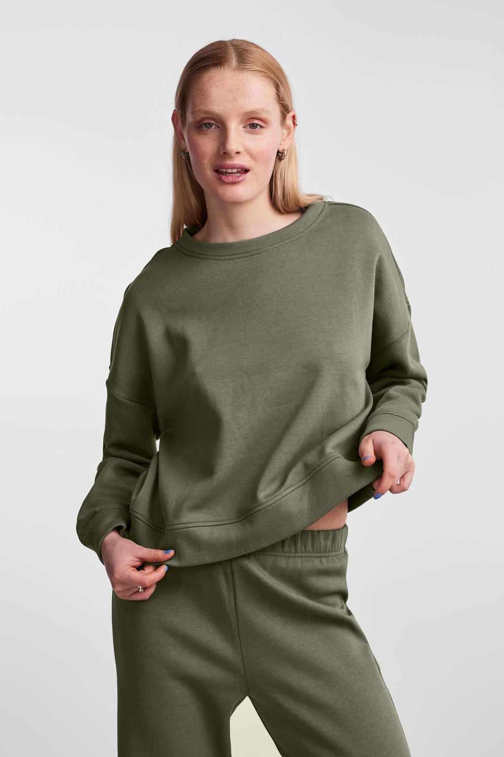 PIECES sweater PCCHILLI olijfgroen