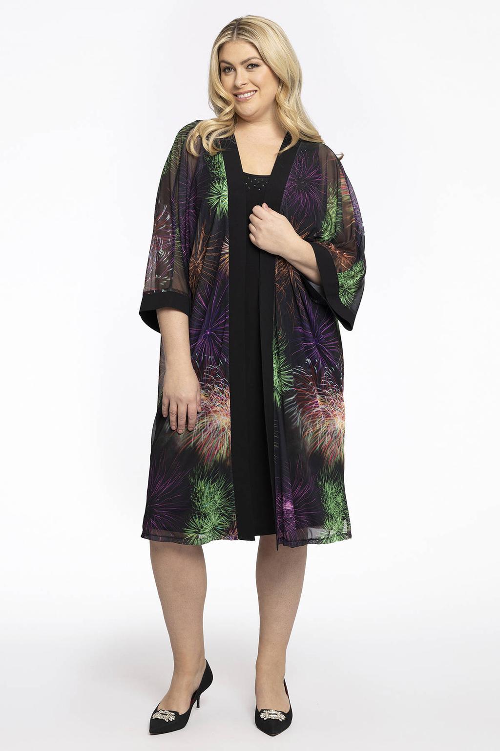 YOEK mesh vest met all over print zwart/oranje/groen