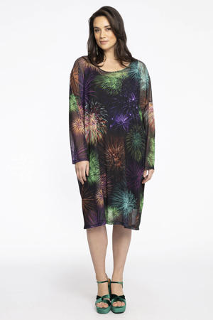 jurk met all over print zwart