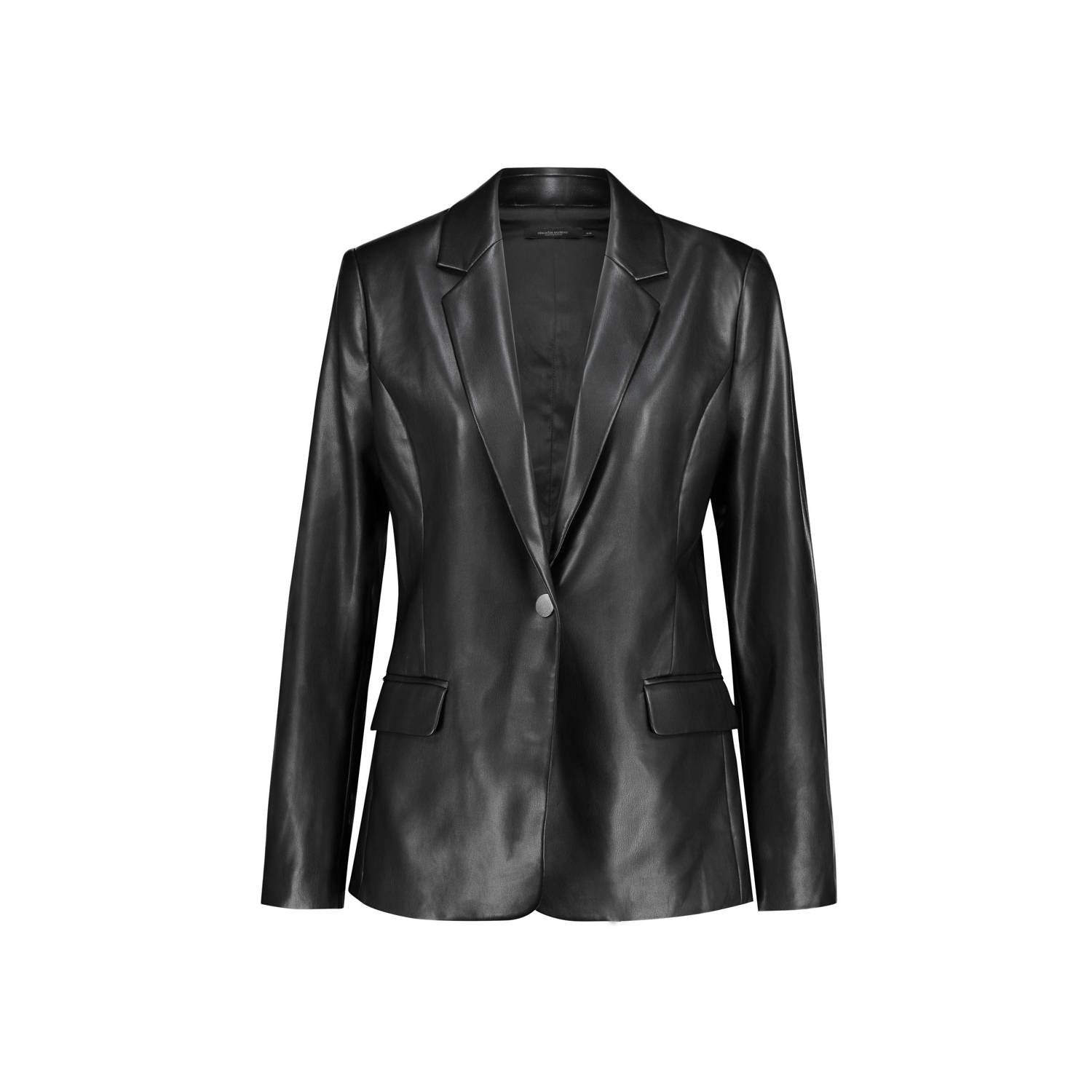 Claudia Sträter imitatieleren getailleerde blazer zwart