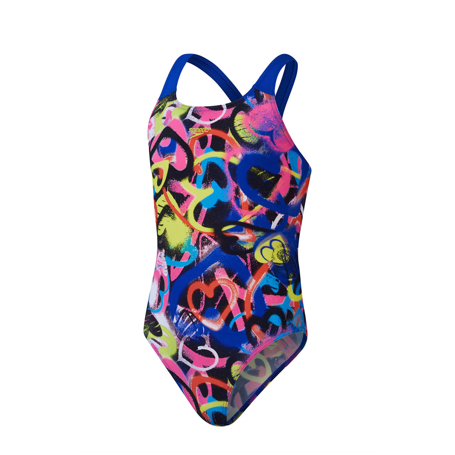 Speedo ECO Endurance+ sportbadpak Powerback blauw roze geel Meisjes Gerecycled polyester 140