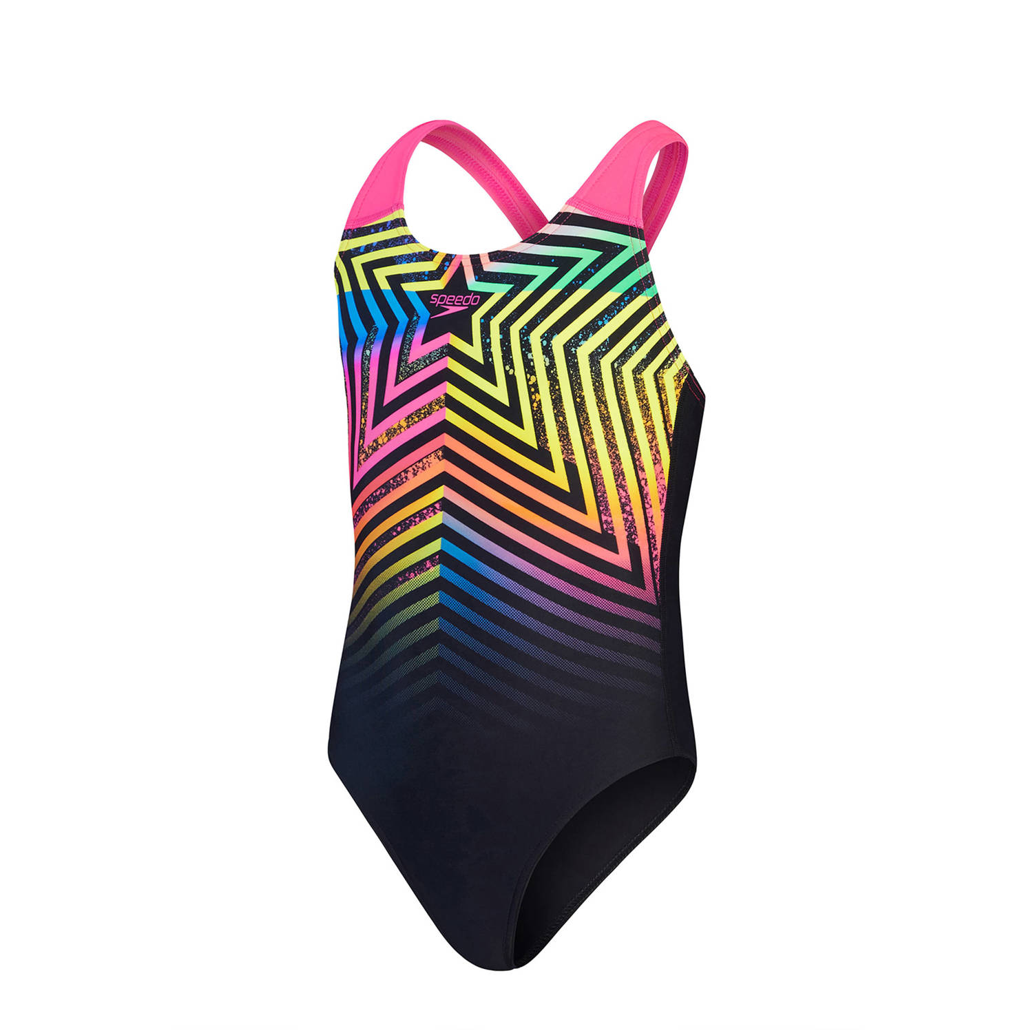 Speedo ECO EnduraFlex sportbadpak Leaderback zwart geel roze Meisjes Gerecycled polyamide 116