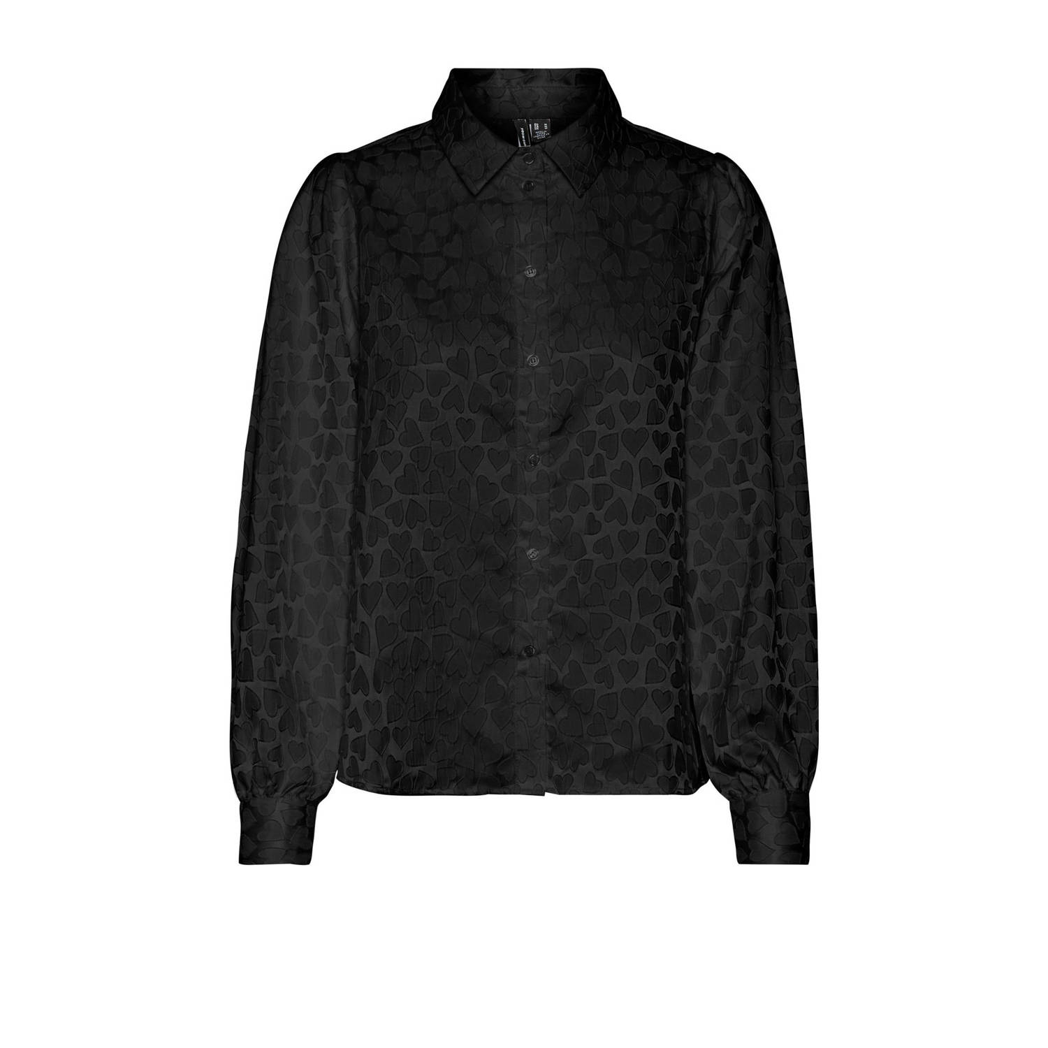 Vero Moda Feminine Overhemd met Lange Mouwen en Volume Mouwen Black Dames