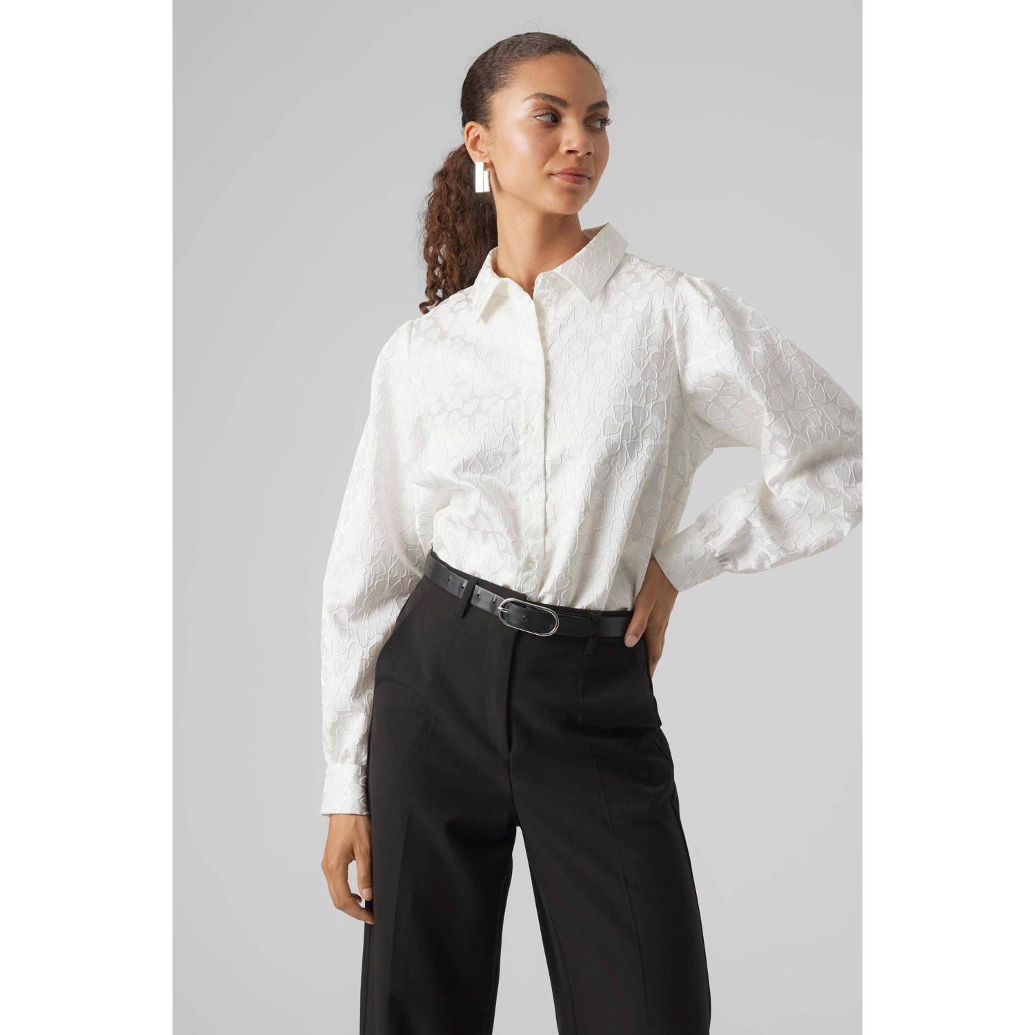 VERO MODA blouse VMVIGO met hartjes wit