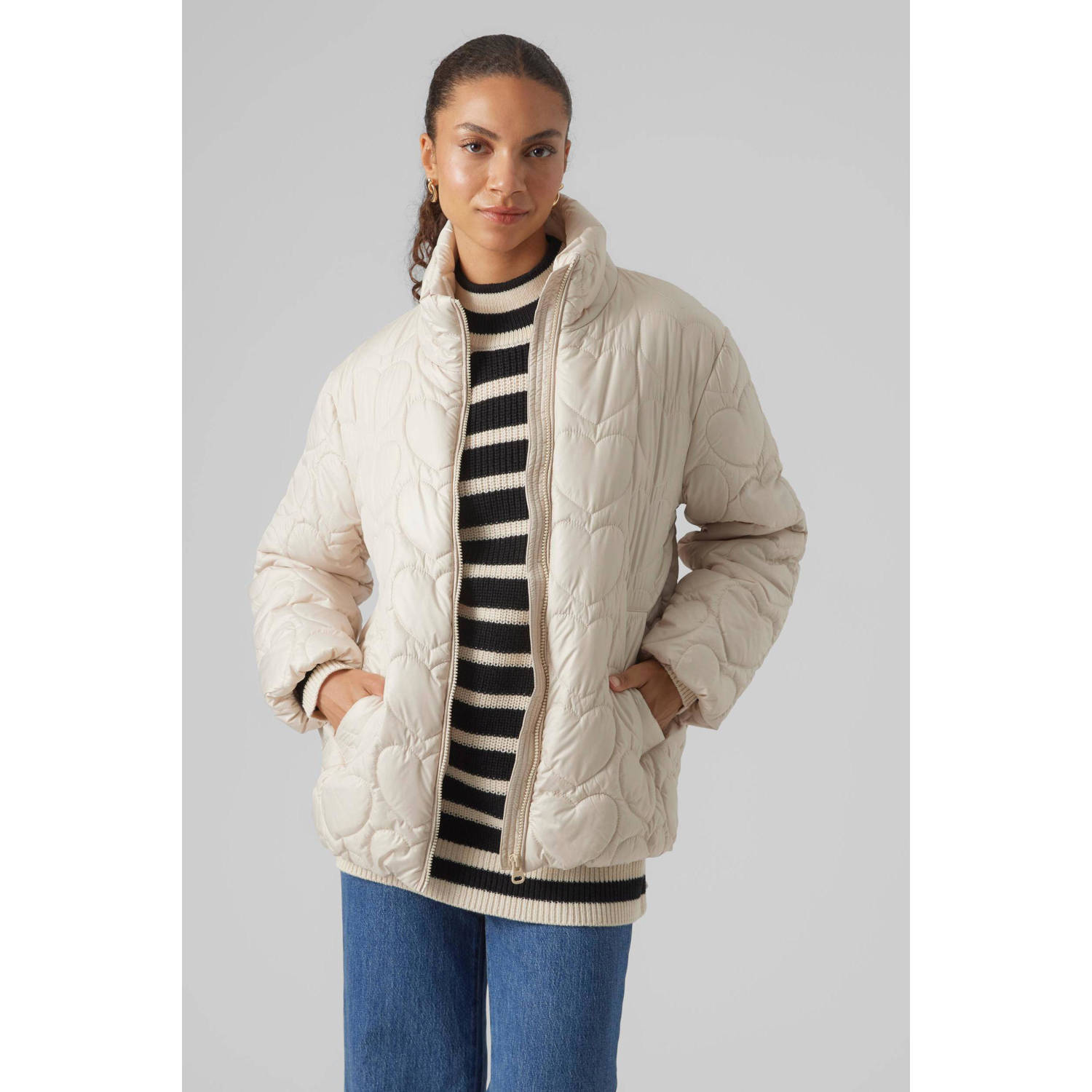 VERO MODA gewatteerde jas VMWILLOWMIE met hartjes offwhite