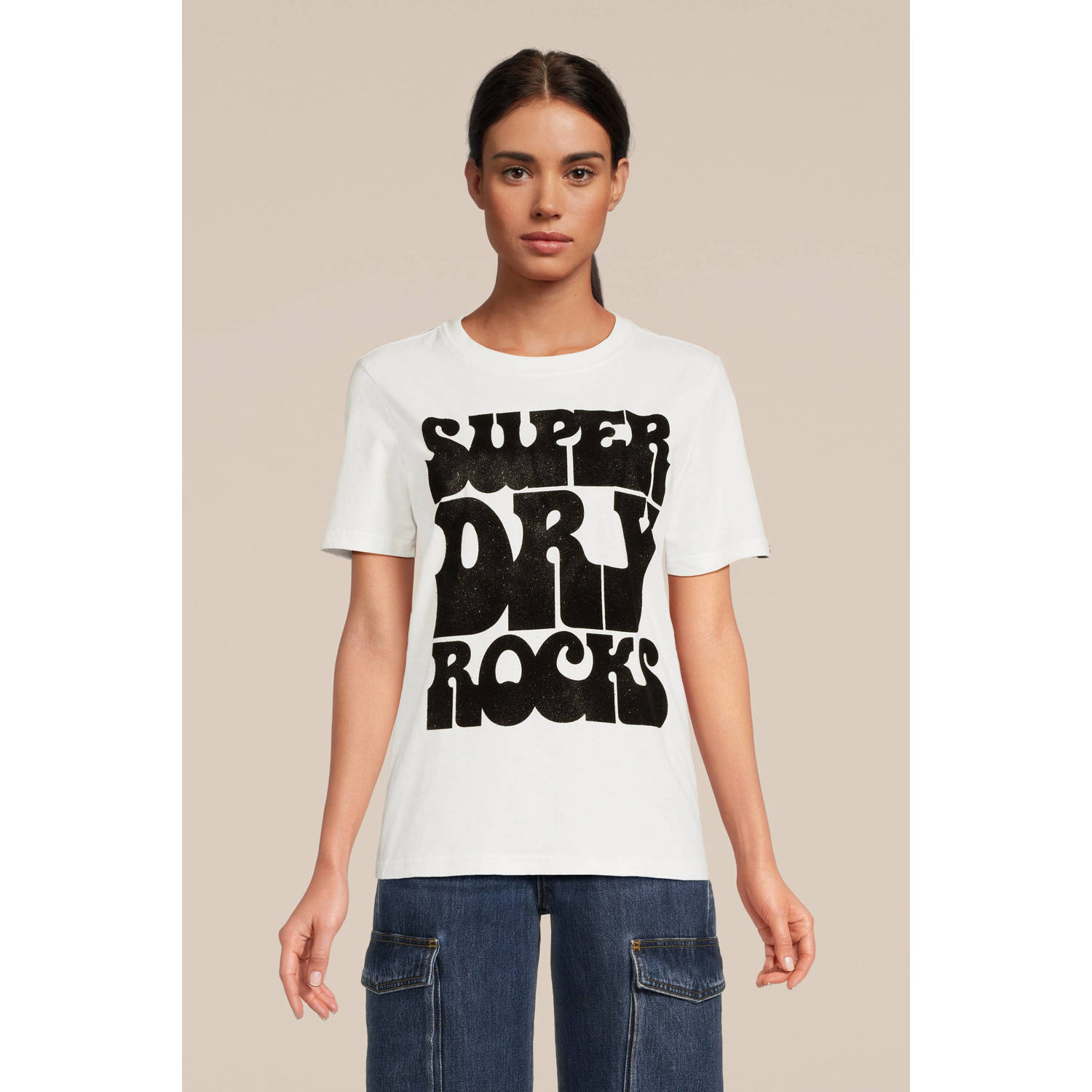 Superdry T-shirt 70'S RETRO ROCK met printopdruk wit