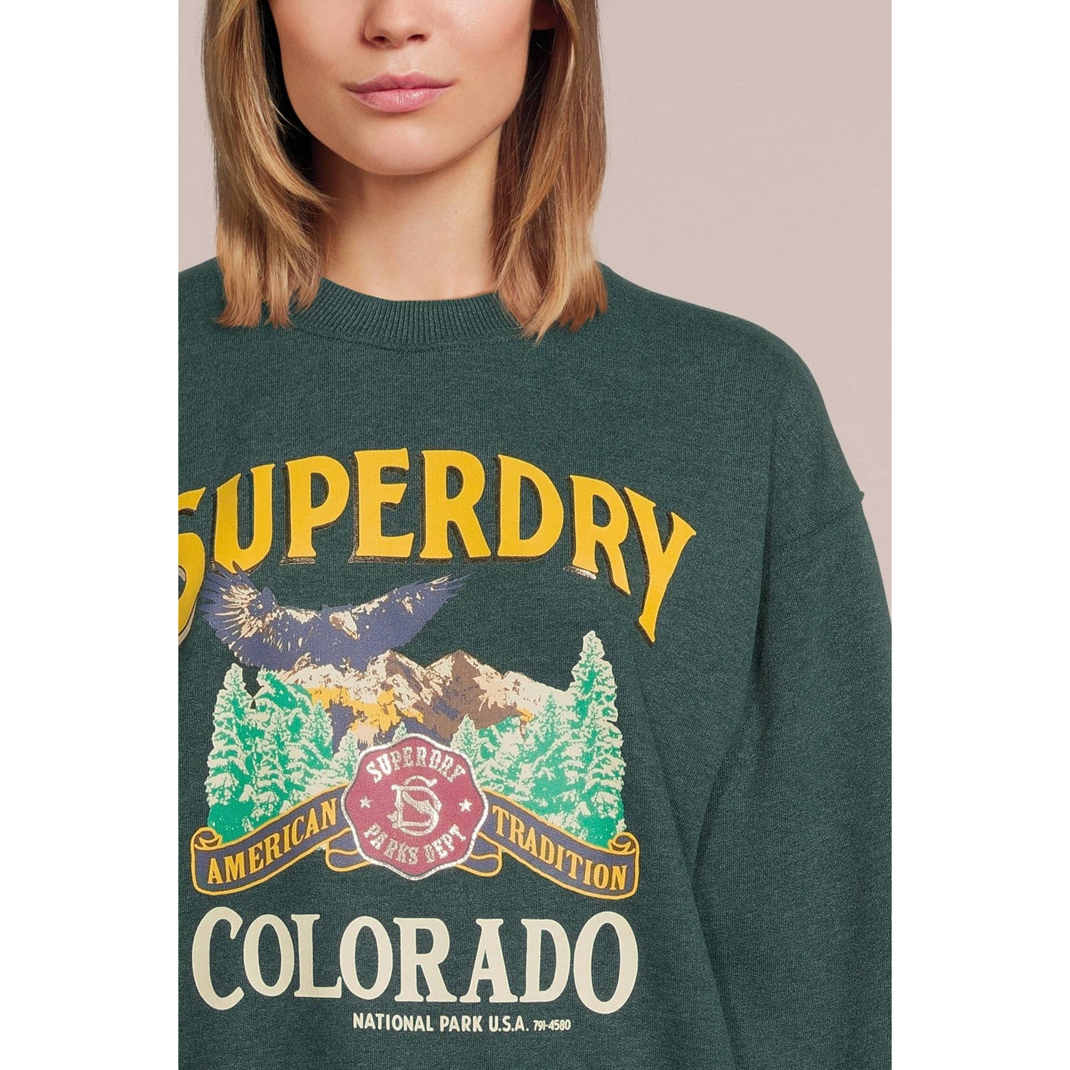 Superdry sweater met printopdruk groen