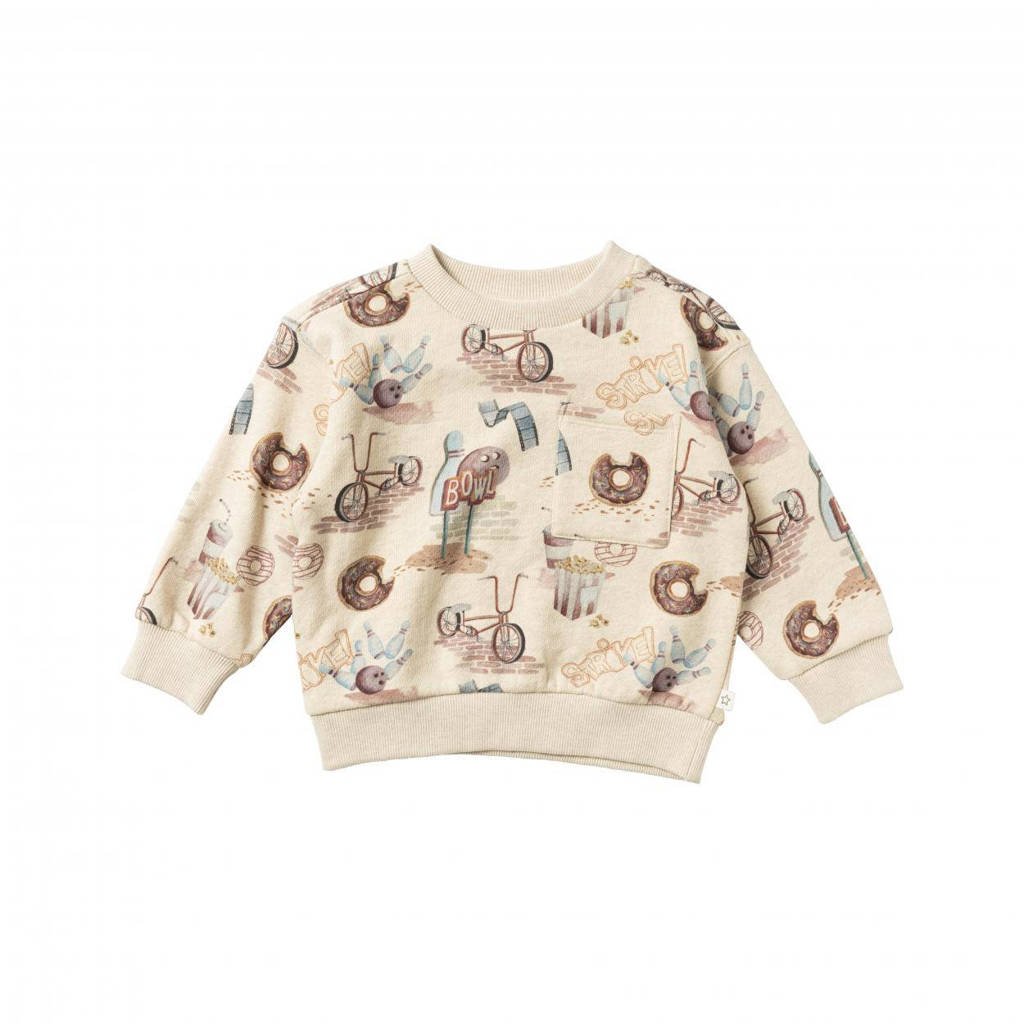 sweater Marc met all over print crème